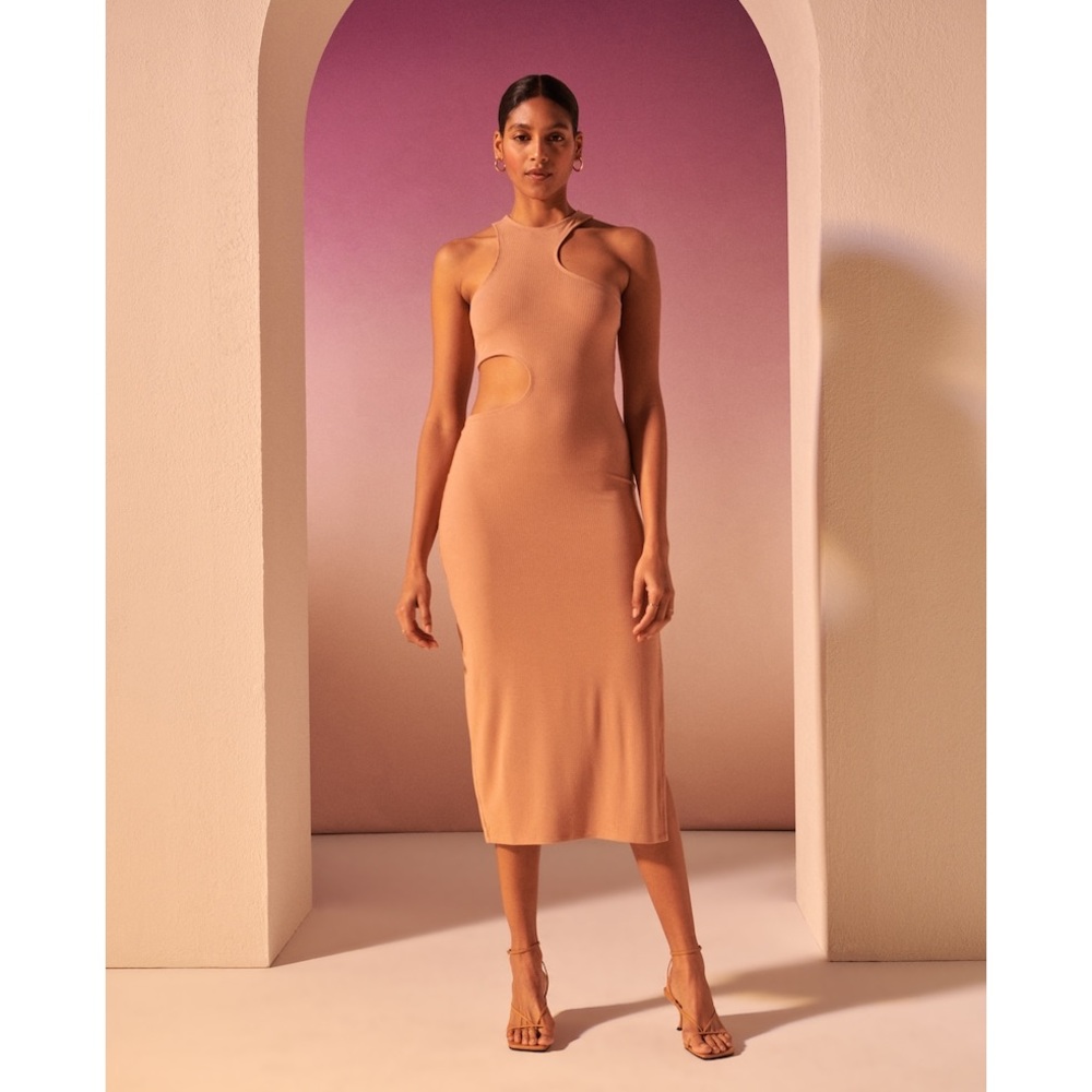 Women's Abercrombie & Fitch Asymmetrical Cutout Knit Midi Coverup